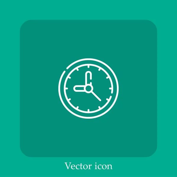 Clock Vector Icon Linear Icon Line Editable Stroke — Stock Vector