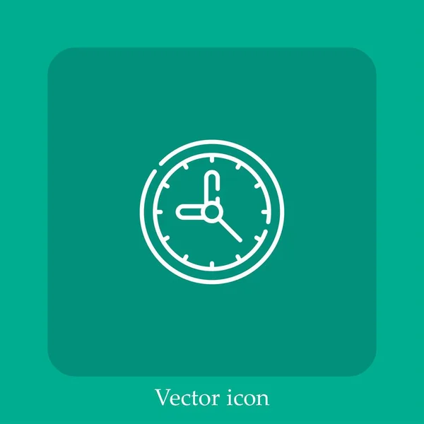 Ícone Vetor Relógio Linear Icon Line Com Curso Editável — Vetor de Stock