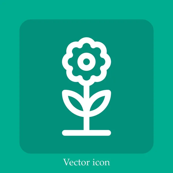 Ícone Vetor Flor Linear Icon Line Com Curso Editável — Vetor de Stock