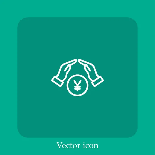 Ícone Vetorial Dinheiro Linear Icon Line Com Curso Editável — Vetor de Stock