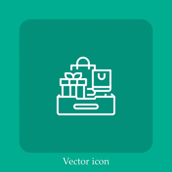 Icono Vector Compras Icon Line Lineal Con Carrera Editable — Vector de stock