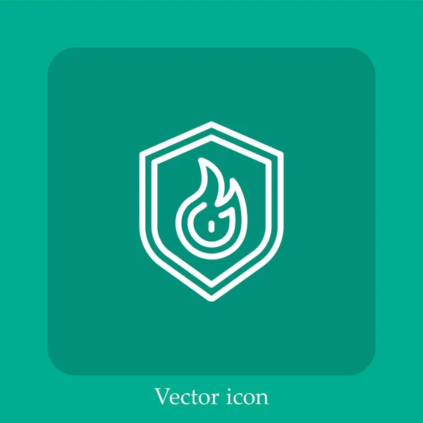 Icona Vettoriale Fuoco Icon Line Lineare Con Colpo Modificabile — Vettoriale Stock
