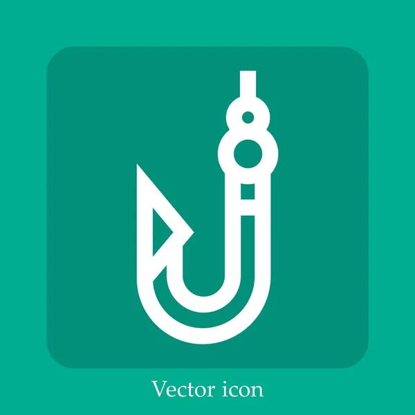Ícone Vetor Gancho Peixe Linear Icon Line Com Curso Editável — Vetor de Stock