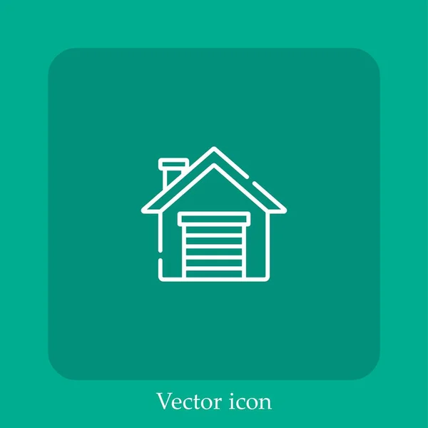 Icône Vectorielle Garage Icône Linéaire Ligne Avec Course Modifiable — Image vectorielle