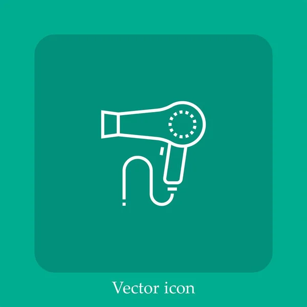 Secador Pelo Icono Vectorial Icon Line Lineal Con Carrera Editable — Vector de stock