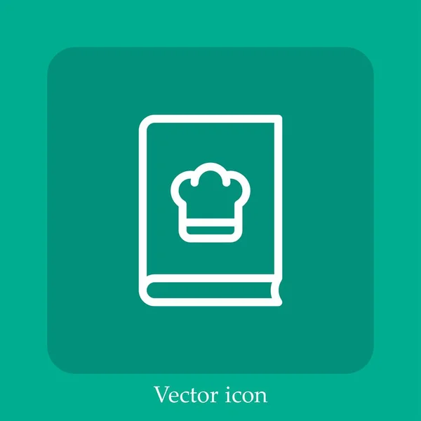 Ícone Vetorial Livro Receitas Linear Icon Line Com Curso Editável — Vetor de Stock