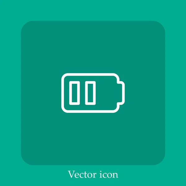 Half Battery Vector Icon Linear Icon Line Editable Stroke — Stock Vector