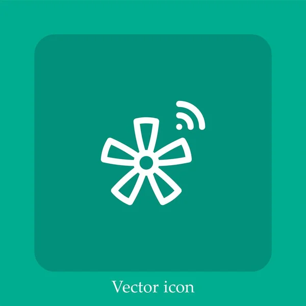 Значок Вектора Вентилятора Linear Icon Line Редактируемым Штрихом — стоковый вектор