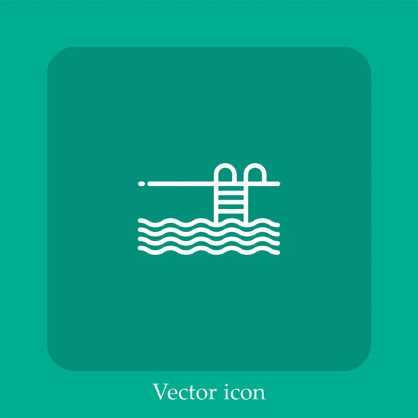 Icône Vectorielle Piscine Icône Linéaire Ligne Avec Course Modifiable — Image vectorielle