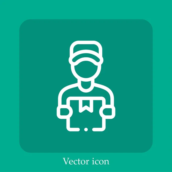 Liefermann Vektor Symbol Lineare Icon Line Mit Editierbarem Strich — Stockvektor