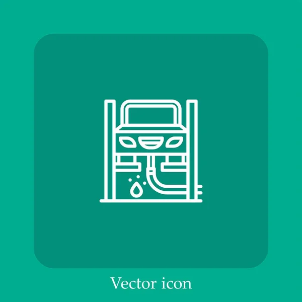 Icône Vectorielle Lavage Voiture Icône Linéaire Ligne Avec Course Modifiable — Image vectorielle