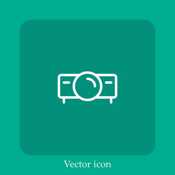 Icône Vectorielle Home Cinéma Icône Linéaire Ligne Avec Course Modifiable — Image vectorielle