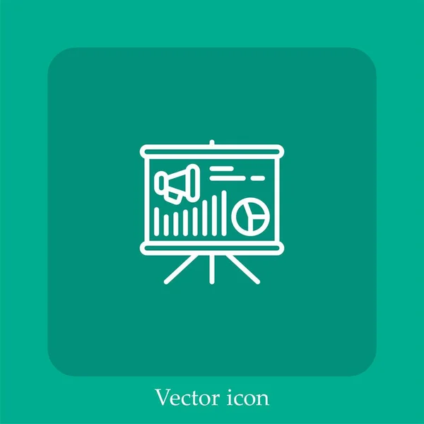 Icono Vector Presentación Icono Lineal Línea Con Carrera Editable — Vector de stock