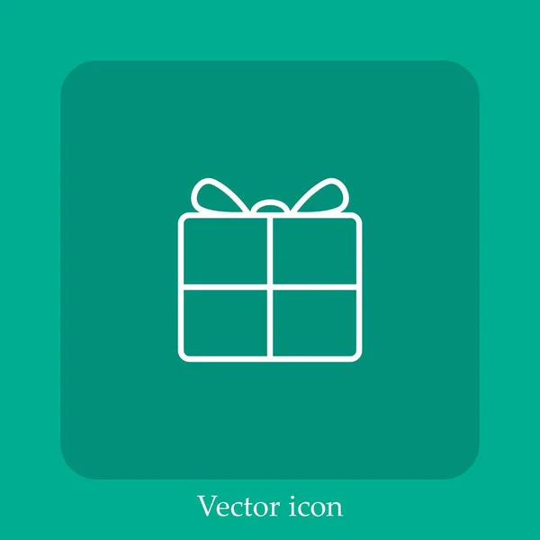 Presente Ícone Vetorial Linear Icon Line Com Curso Editável — Vetor de Stock