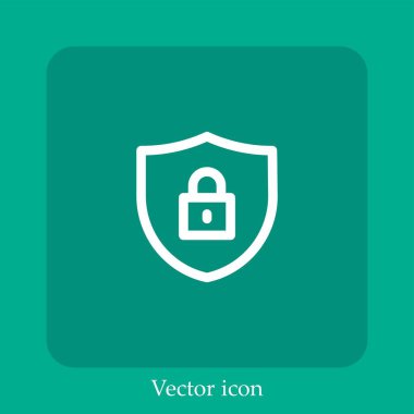 Kalkan vektör doğrusal simgesi. Düzenlenebilir vuruşla çizgi