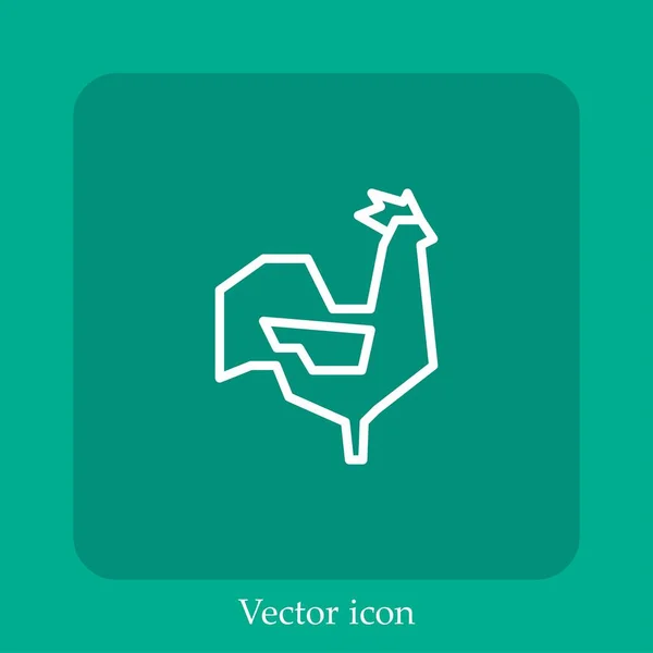 Chicken Vector Icon Linear Icon Line Editable Stroke — Stock Vector