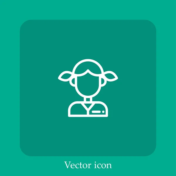 Icône Vectorielle Fille Icône Linéaire Ligne Avec Course Modifiable — Image vectorielle