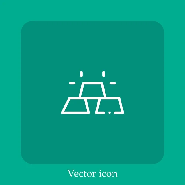 Ícone Vetor Lineares Lineares Lingotes Ouro Icon Line Com Curso — Vetor de Stock
