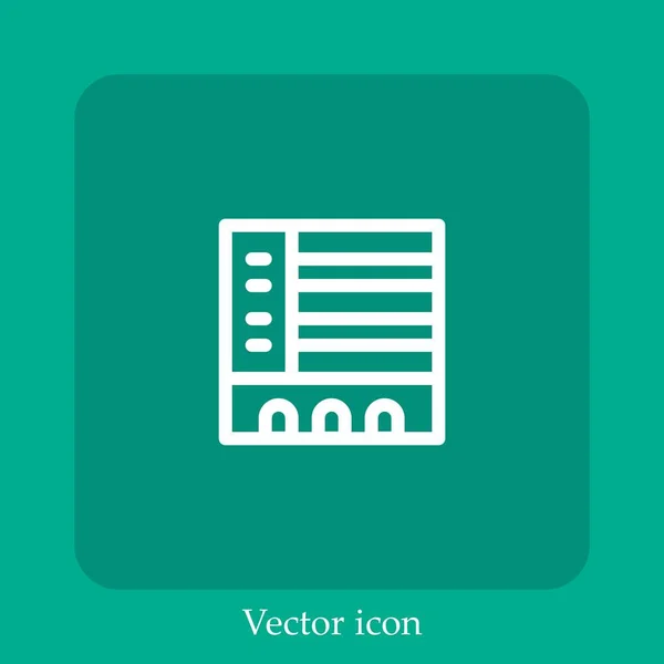 Icono Vector Oficina Icon Line Lineal Con Carrera Editable — Vector de stock