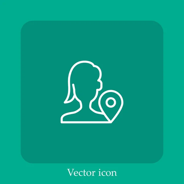 Ícone Vetorial Mulher Linear Icon Line Com Curso Editável — Vetor de Stock