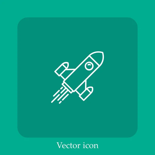 Ícone Vetor Navio Foguete Linear Icon Line Com Curso Editável — Vetor de Stock