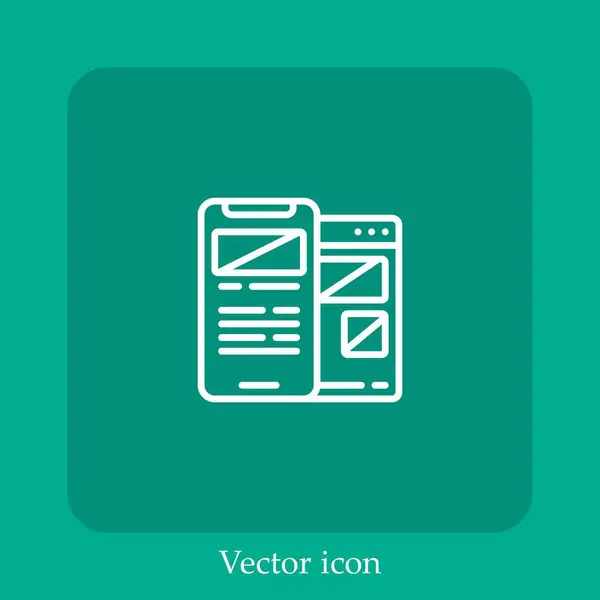 Ícone Vetor Smartphone Linear Icon Line Com Curso Editável — Vetor de Stock