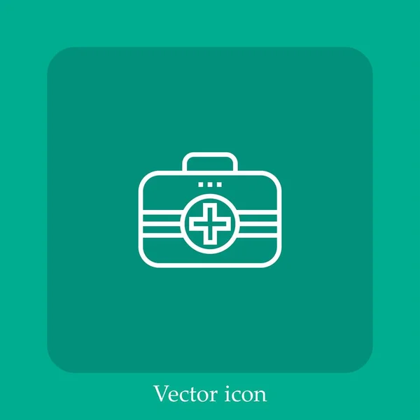 Kit Primeros Auxilios Icono Vectorial Icon Line Lineal Con Carrera — Vector de stock