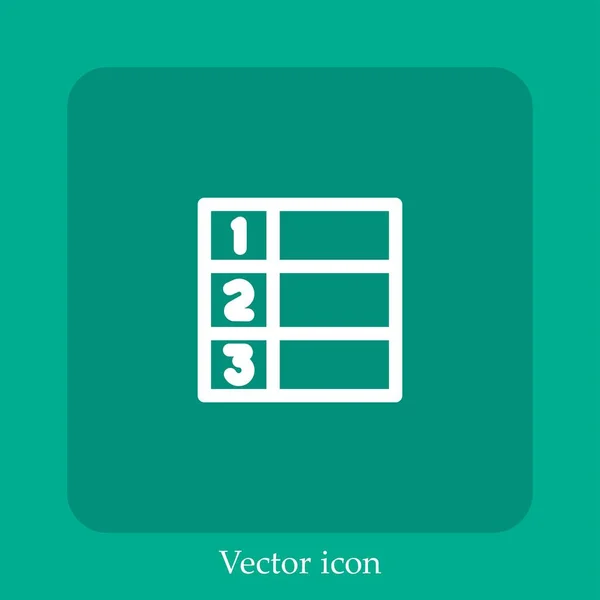Icono Vector Tabla Icon Line Lineal Con Carrera Editable — Vector de stock