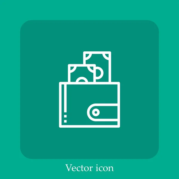 Icona Vettoriale Portafoglio Icon Line Lineare Con Tratto Modificabile — Vettoriale Stock