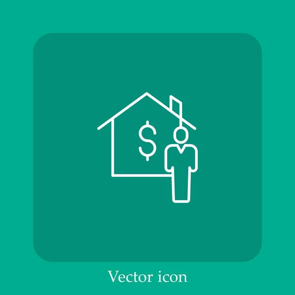 Icono Del Vector Agente Icon Line Lineal Con Carrera Editable — Vector de stock