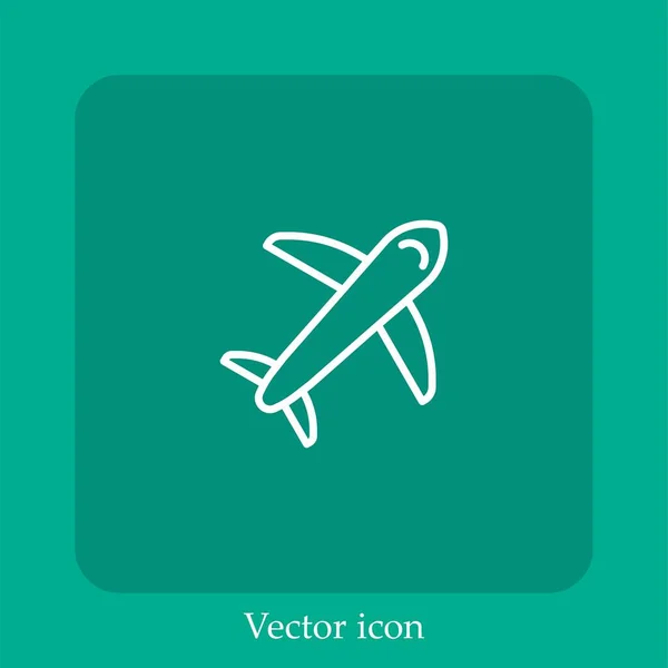 Flugzeug Vektor Symbol Lineare Icon Line Mit Editierbarem Strich — Stockvektor