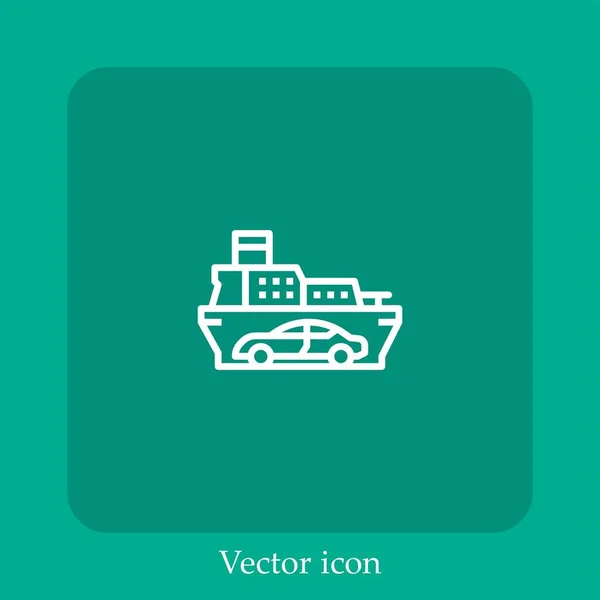 Icône Vectorielle Bateau Icône Linéaire Ligne Avec Course Modifiable — Image vectorielle