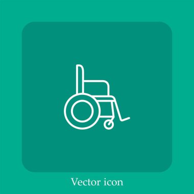 Tekerlekli sandalye vektör doğrusal simgesi. Düzenlenebilir vuruş ile satır