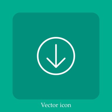 aşağı ok vektörü simgesi doğrusal simgesi. Düzenlenebilir vuruş ile çizgi