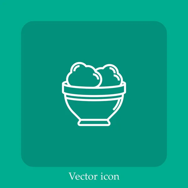 Ícone Vetor Tigela Linear Icon Line Com Curso Editável — Vetor de Stock