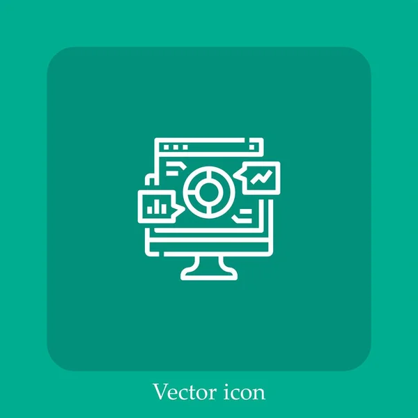 Icona Vettoriale Analisi Dei Dati Icon Line Lineare Con Ictus — Vettoriale Stock