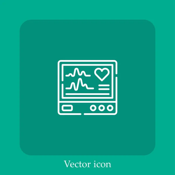 Electrocardiogram Vector Icon Linear Icon Line Editable Stroke — Stock Vector