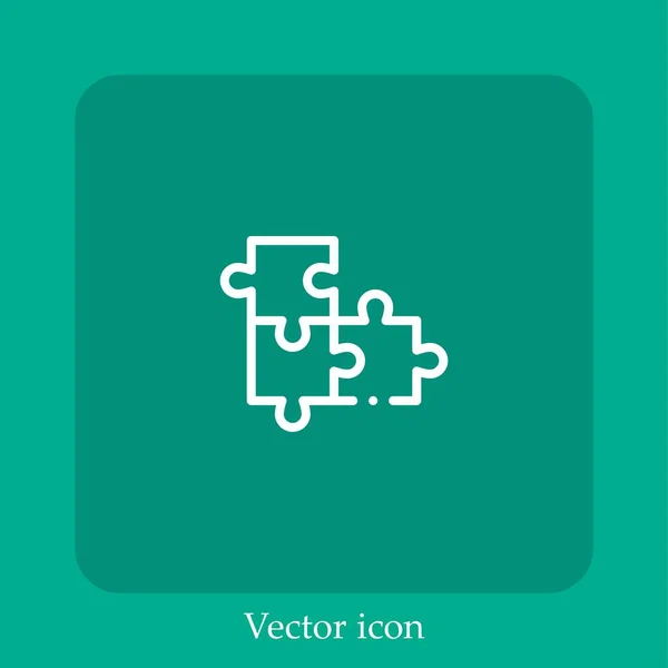 Icône Vectorielle Puzzle Icône Linéaire Ligne Avec Course Modifiable — Image vectorielle