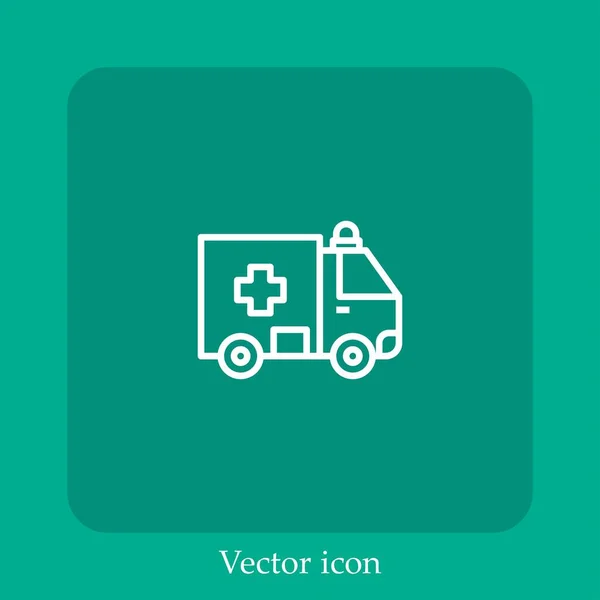 Ambulance Vector Icon Linear Icon Line Editable Stroke — Stock Vector