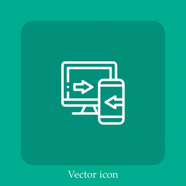 Icône Vectorielle Ordinateur Icône Linéaire Ligne Avec Course Modifiable — Image vectorielle