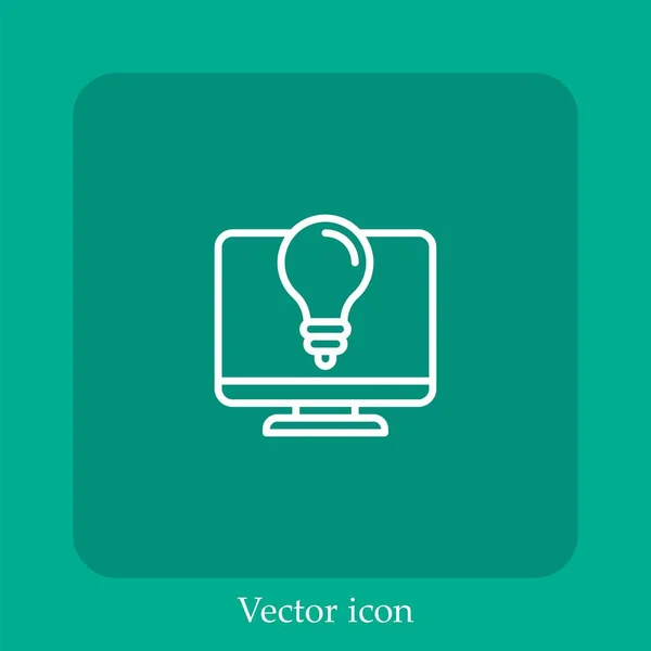 Monitor Vetor Ícone Linear Icon Line Com Curso Editável — Vetor de Stock