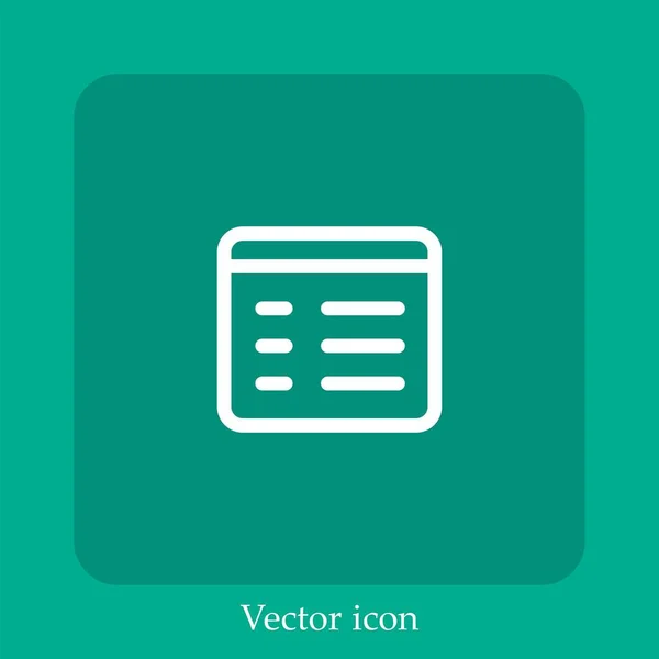 Icono Vector Texto Icono Lineal Línea Con Carrera Editable — Vector de stock