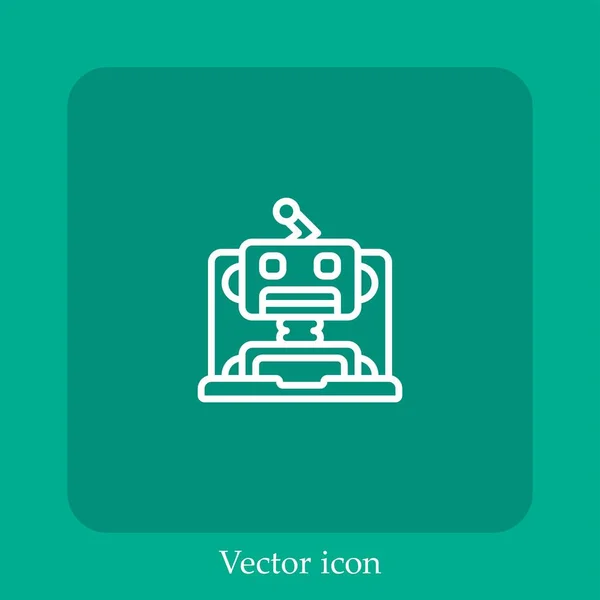 Ícone Vetorial Robô Linear Icon Line Com Curso Editável — Vetor de Stock