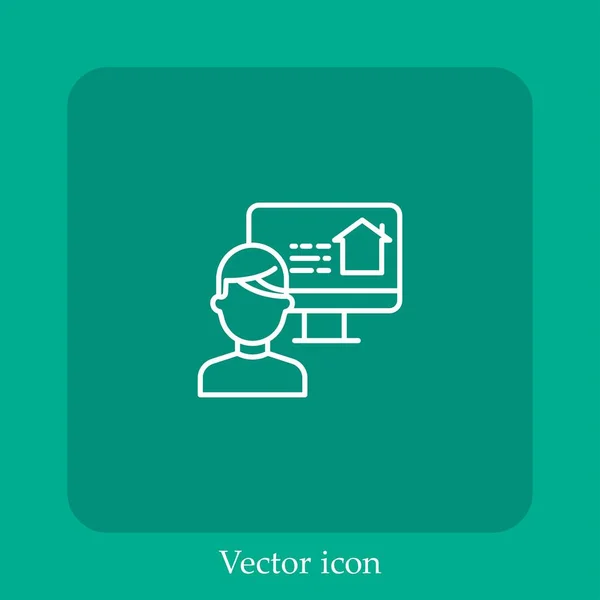 Zoek Vector Pictogram Lineair Icon Line Met Bewerkbare Slag — Stockvector