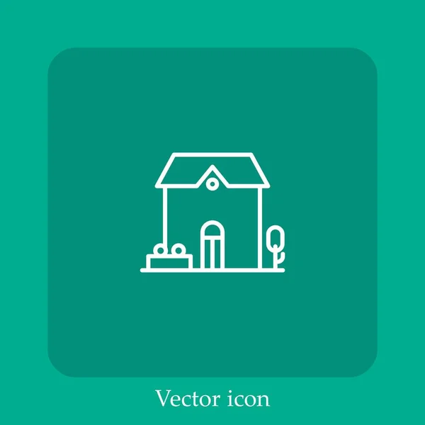 Ícone Vetorial Villa Linear Icon Line Com Curso Editável — Vetor de Stock