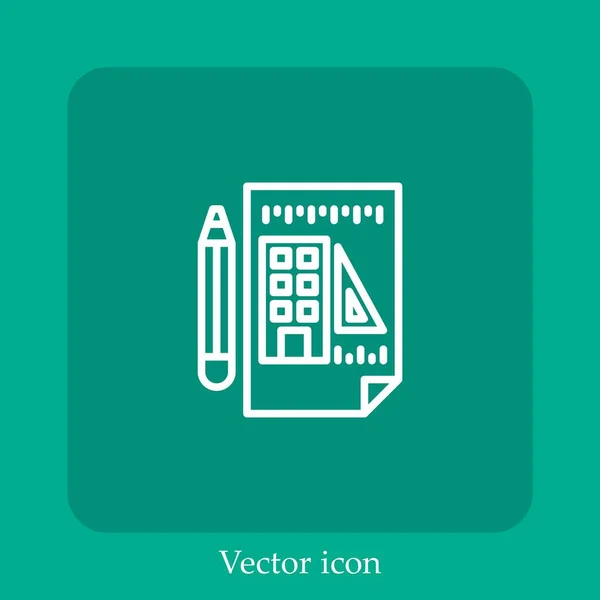 Blueprint Vector Icon Linear Icon Line Editable Stroke — Stock Vector