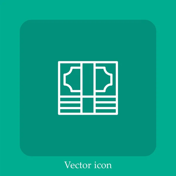 Bills Stack Vector Icon Linear Icon Line Editable Stroke — Stock Vector
