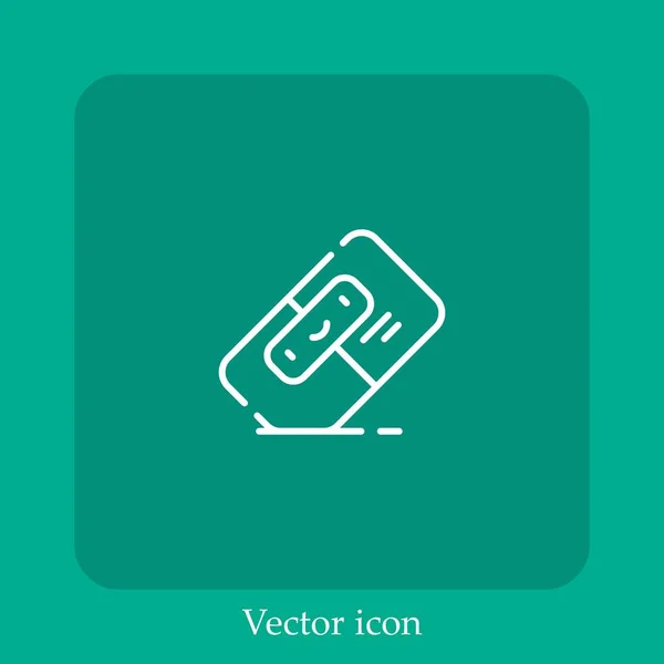 Ícone Vetor Borracha Linear Icon Line Com Curso Editável — Vetor de Stock