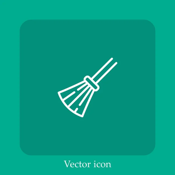 Broom Vector Icon Linear Icon Line Editable Stroke — Stock Vector