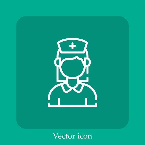 Krankenschwester Vektor Symbol Lineare Icon Line Mit Editierbarem Strich — Stockvektor